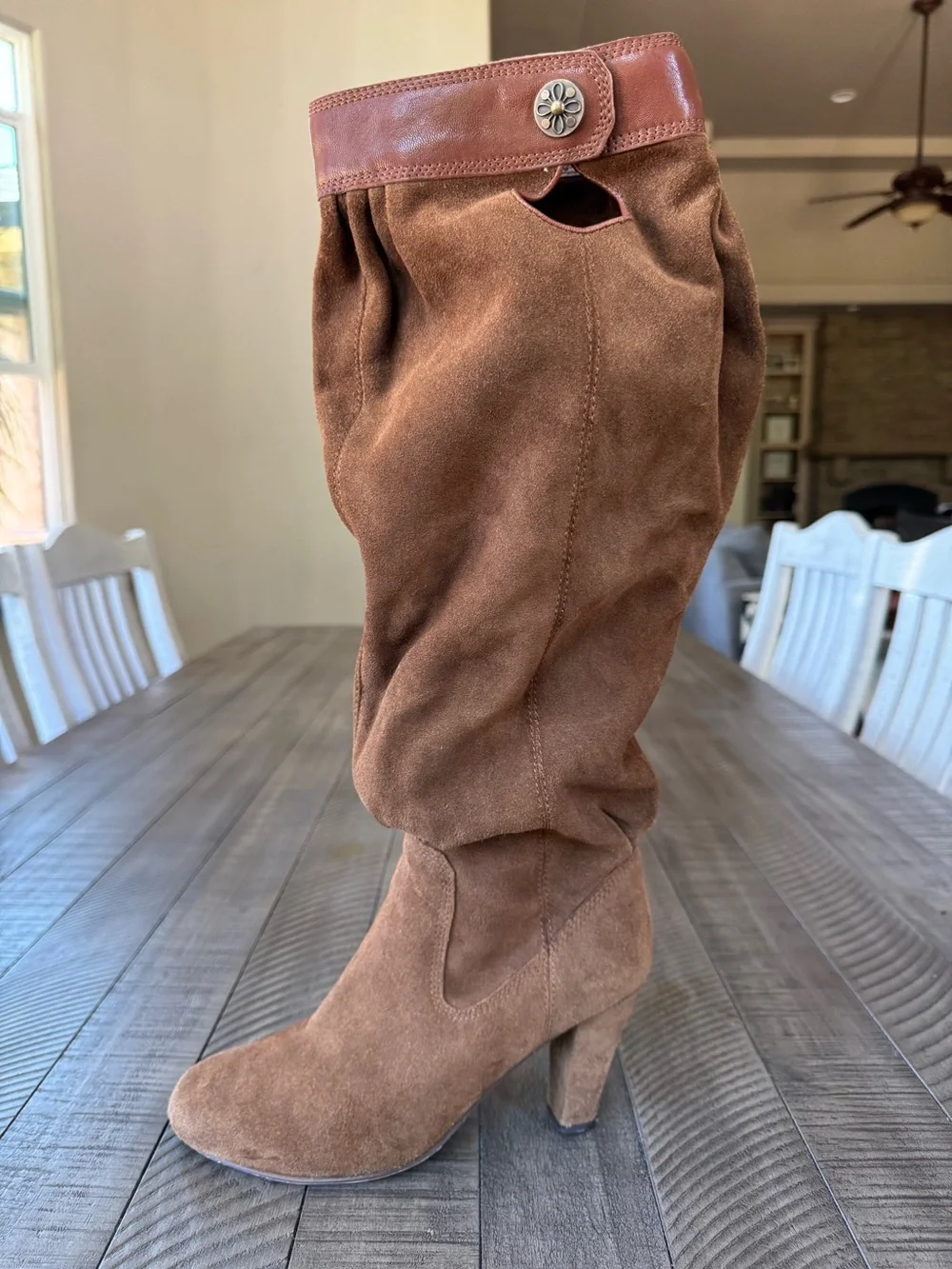 Vintage Michael Kors Festival Slouch Brown Suede Heeled Boots Women’s Size 8